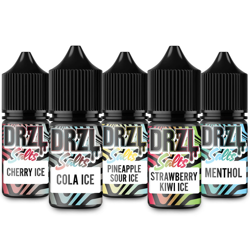 Cherry Ice, Cola, Pineapple sour ice, Strawberry Kiwi, Menthol x10 MULTIPACK 10ml Salts by DRZL