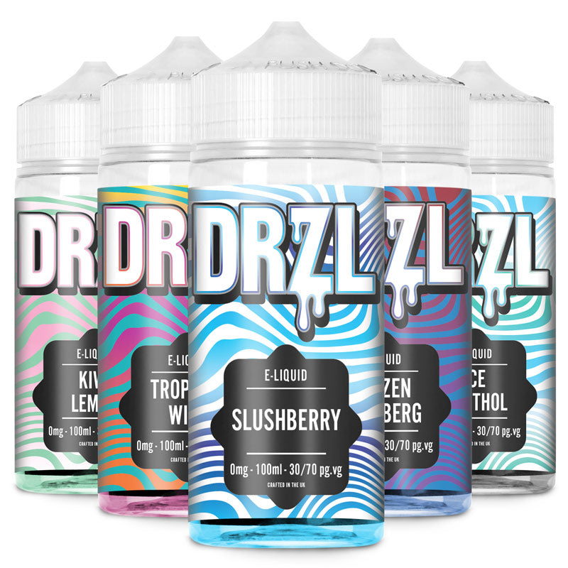 Kiwi Lemon, Tropical Wizz, Slushberry, Hei-zen Blueberg, Ice Menthol MULTIPACK 100ml E-Liquid by DRZL