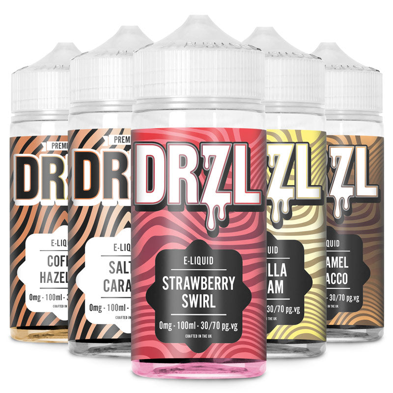 Coffee Hazelnut, Salted Caramel, Strawberry Swirl, Vanilla Dream, Caramel Tobacco MULTIPACK 100ml E-Liquid by DRZL