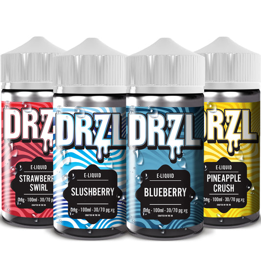 Strawberry Swirl, Pineapple Crush, Slushberry, Blueberry MULTIPACK 100ml E-Liquid by DRZL