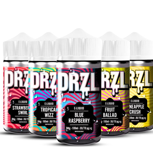 Pineapple Crush, Tropical Wizz, Strawberry Swirl, Blue Raspberry, Fruit Ballad MULTIPACK 100ml E-Liquid by DRZL