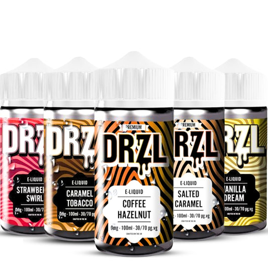 Coffee Hazelnut, Salted Caramel, Strawberry Swirl, Vanilla Dream, Caramel Tobacco MULTIPACK 100ml E-Liquid by DRZL