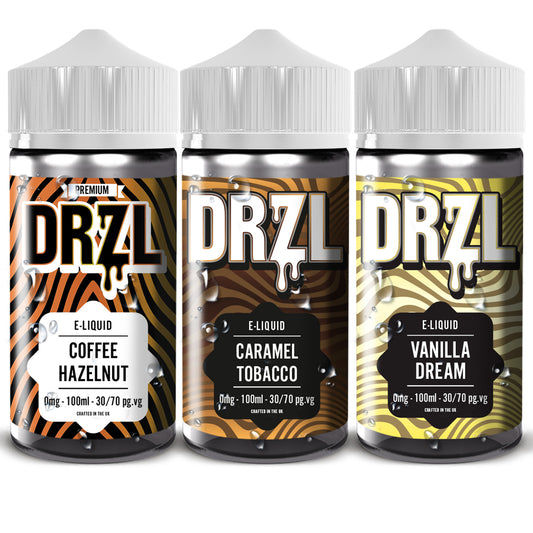 Coffee Hazelnut, Vanilla Dream, Caramel Tobacco MULTIPACK 100ml E-Liquid by DRZL