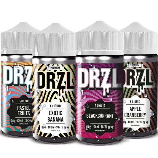 Pastel Fruits, Exotic Banana, Apple Cranberry, Blackcurrant MULTIPACK 100ml E-Liquid by DRZL